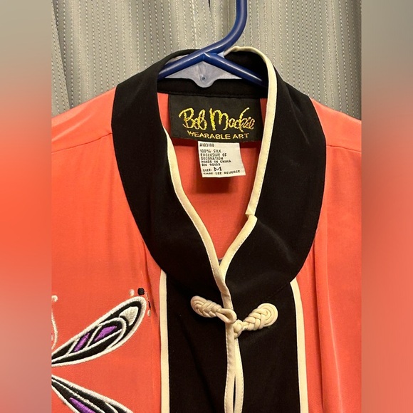 Bob Mackie Coral Blouse with Dragonfly Embroidery - Picture 7 of 8